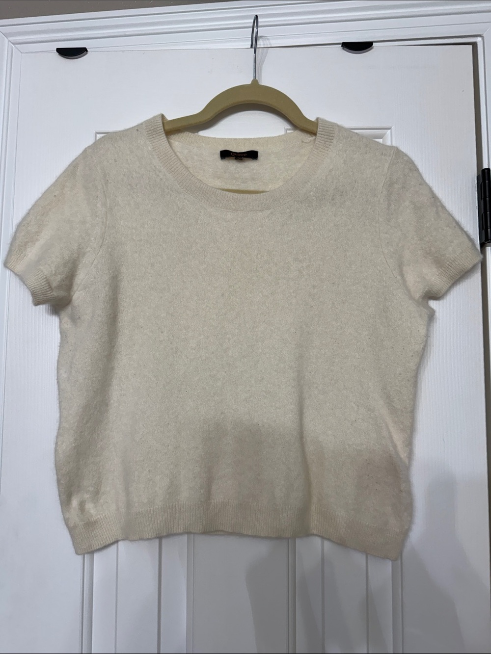 Quince Cream Short-Sleeve Crewneck Sweater